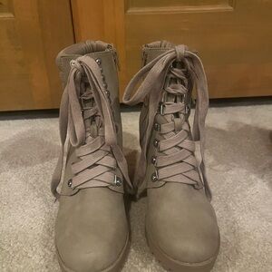 MIA Taupe Lace-Up Boots